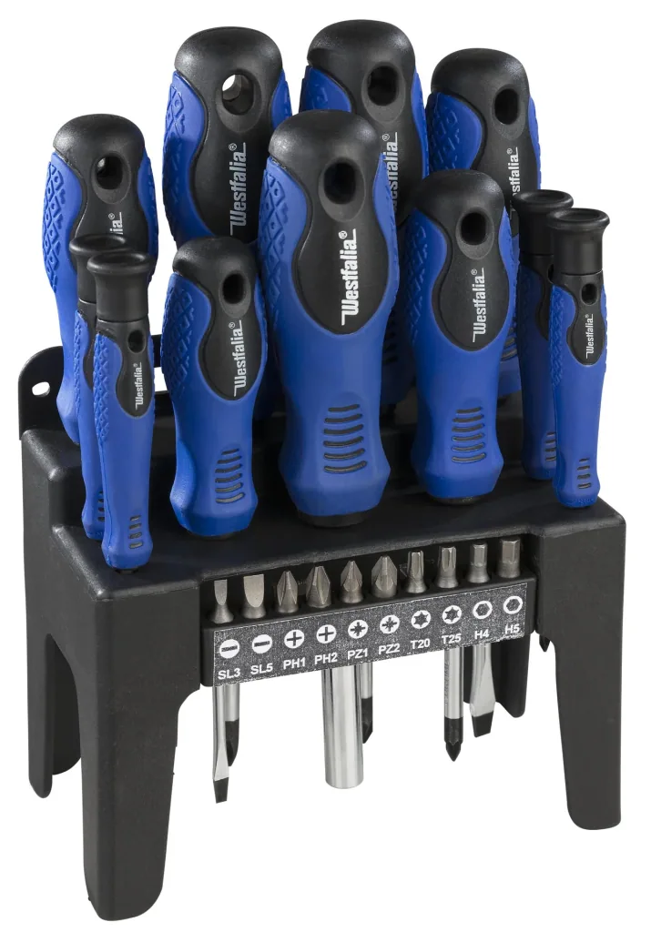 Screwdriver set, 22 pieces including magnetization device with permanent magnet