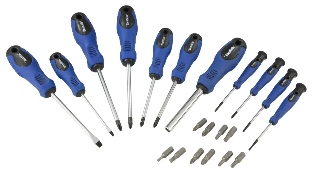 Screwdriver set, 22 pieces including magnetization device with permanent magnet