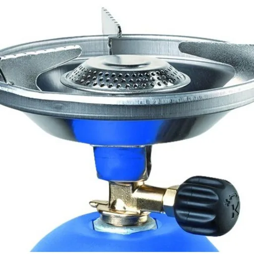 Gas cooker with wind protection 1200 watts blue with gas tank