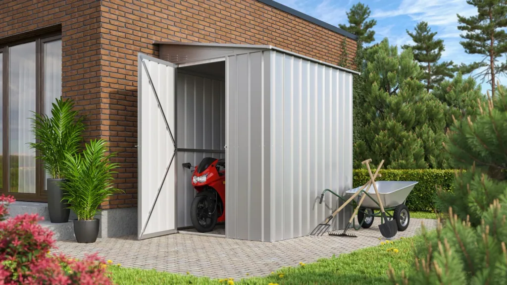 Tool shed wall decoration Lean To 56, silver metallic