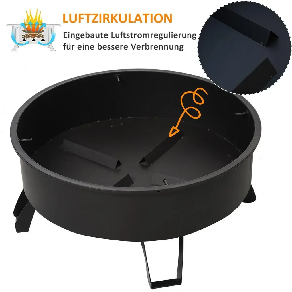 2-in-1 fire bowl with grill grate black