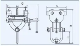 Roll clamp BR 20, load capacity 2000 kg, gripping range 76 - 203 mm, min. curve radius 1.3 m