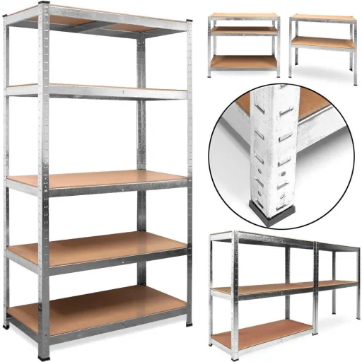 Heavy-duty metal storage rack / shelving unit, 5 shelves 875kg load capacity 180x90x60 cm 175kg per shelf