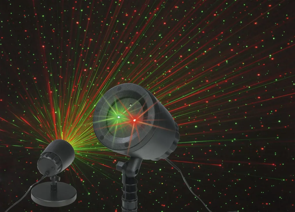 Laser spotlight, suitable for outdoor use, illuminates areas up to 300 m²