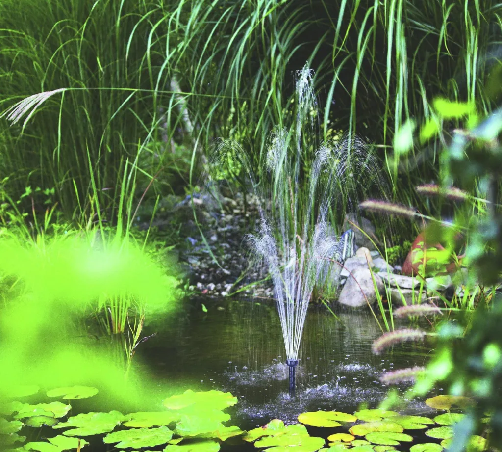 Pond pump "Milano" with dry-run protection, riser pipes and sprinkler, 750 l/h