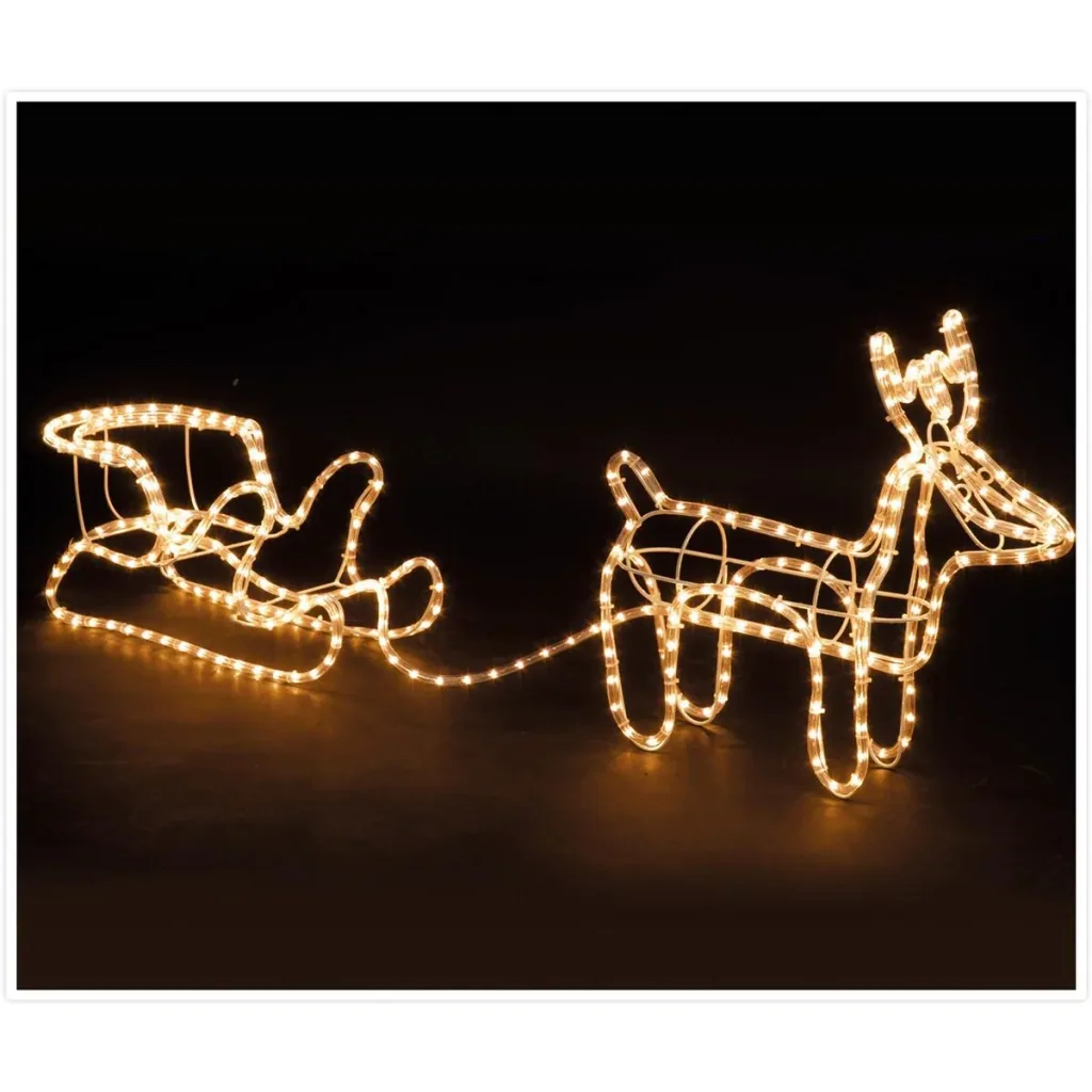 Christmas lights reindeer with sleigh - Warm White