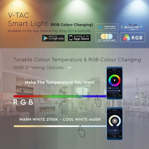 VT-5114 LED WiFi Candle Smart Bulb - 4.5 W - RGB+W - E14