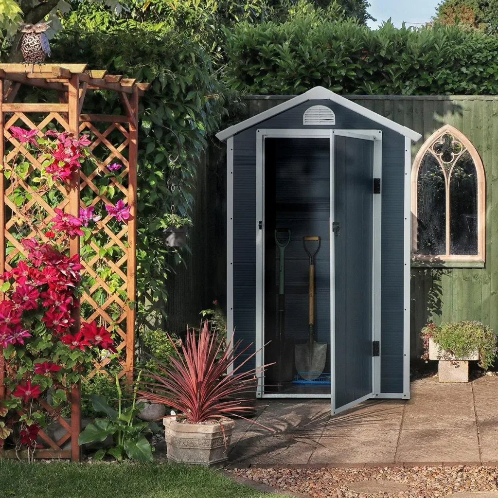 Garden house with ventilation window grey