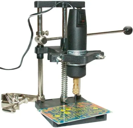 Drill stand with lever + table clamps for small drilling machines