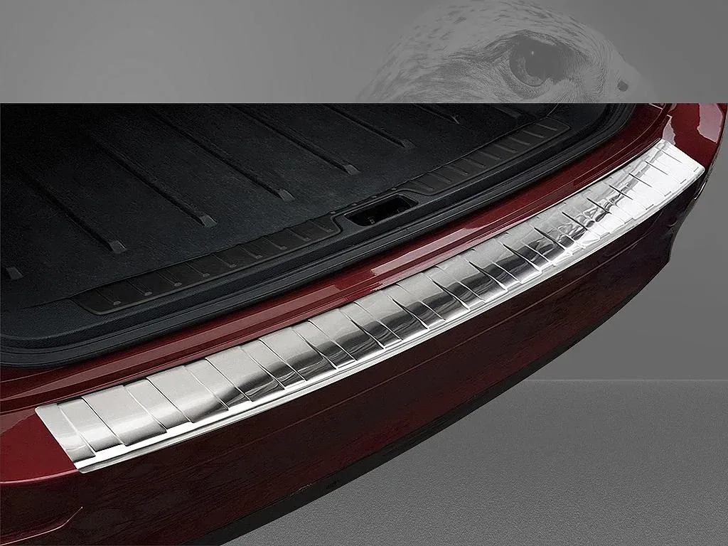 Stainless steel loading sill protector, BMW X6 E71, 2009-2014. OEM quality, brushed, soft, deburred edges.