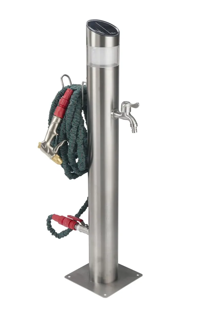 Stainless steel water column + solar stainless steel light