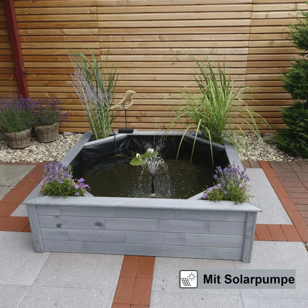 Raised pond with 4 side planting zones Solar, grey