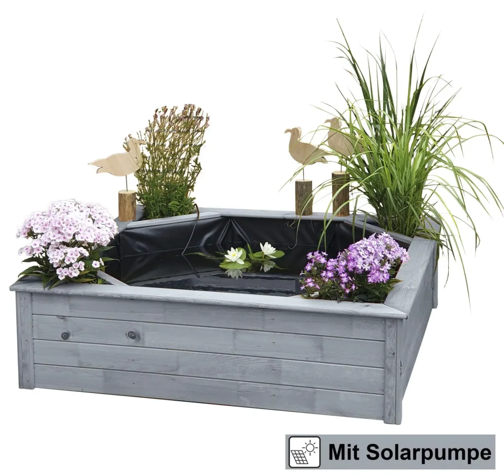 Raised pond with 4 side planting zones Solar, grey