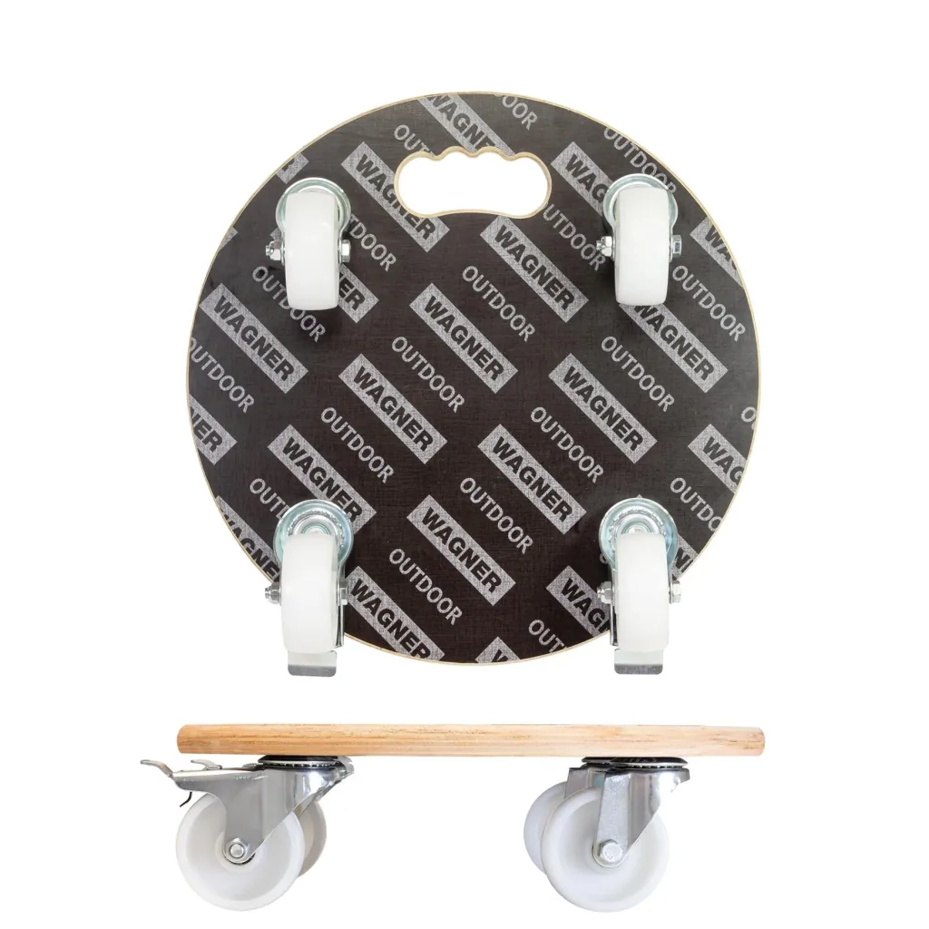 Multi Roller MR 1107, Ø 38 x 11 cm, hard wheels Ø 75 mm, roller bearings, 2 brakes, FSC® plate, load capacity 300 kg