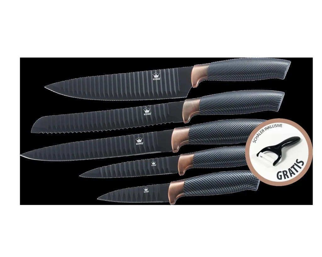 Carbon knife set with peeler, 6 pieces
