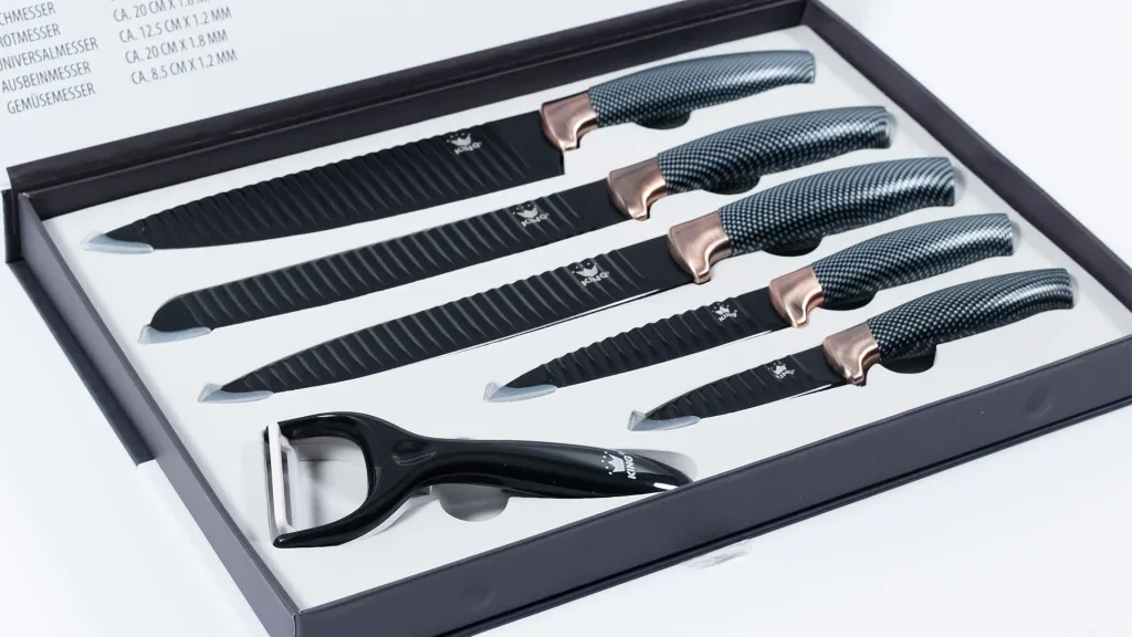 Carbon knife set with peeler, 6 pieces