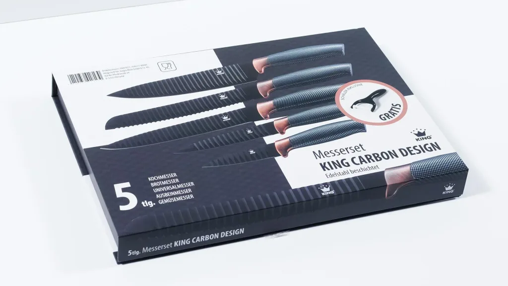 Carbon knife set with peeler, 6 pieces