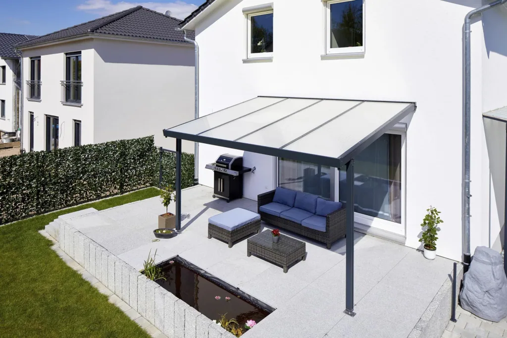 Patio roof Premium, anthracite, 4102 x 3060 mm - Klima blue