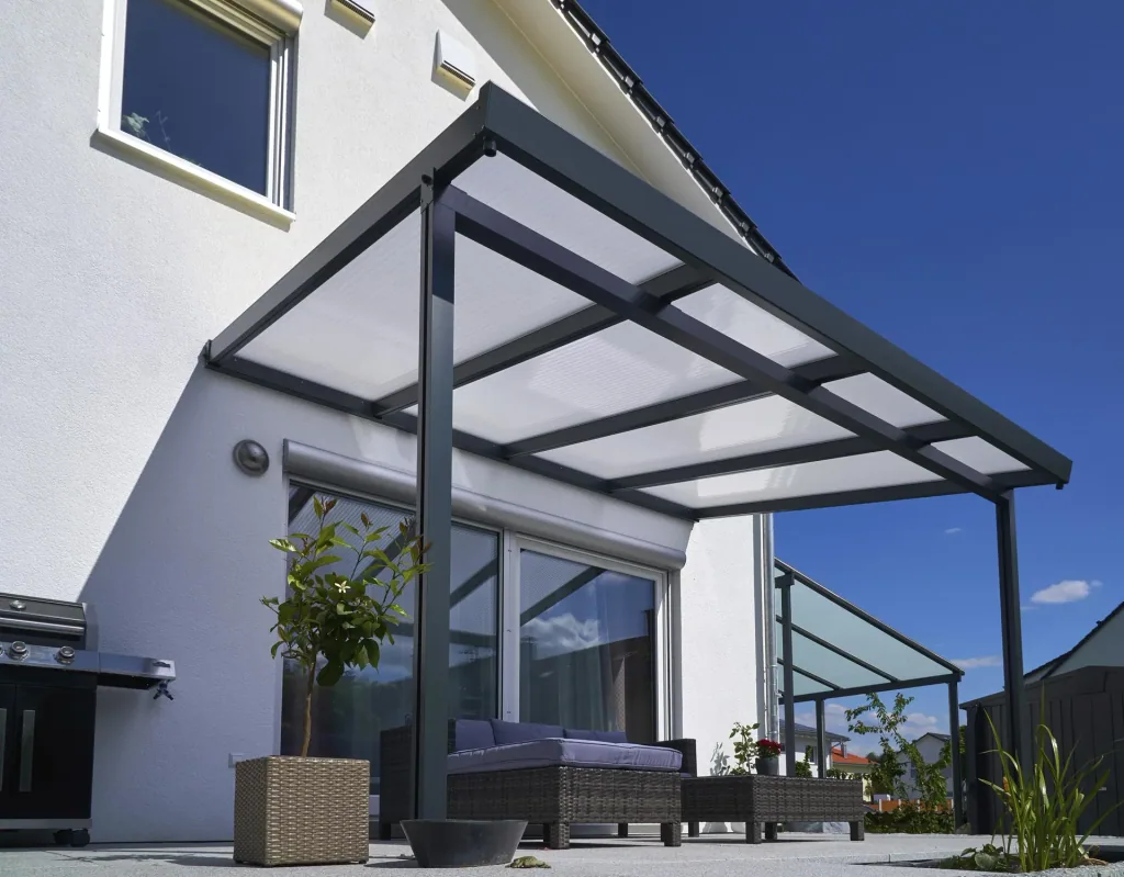 Patio roof Premium, anthracite, 4102 x 3060 mm - Klima blue