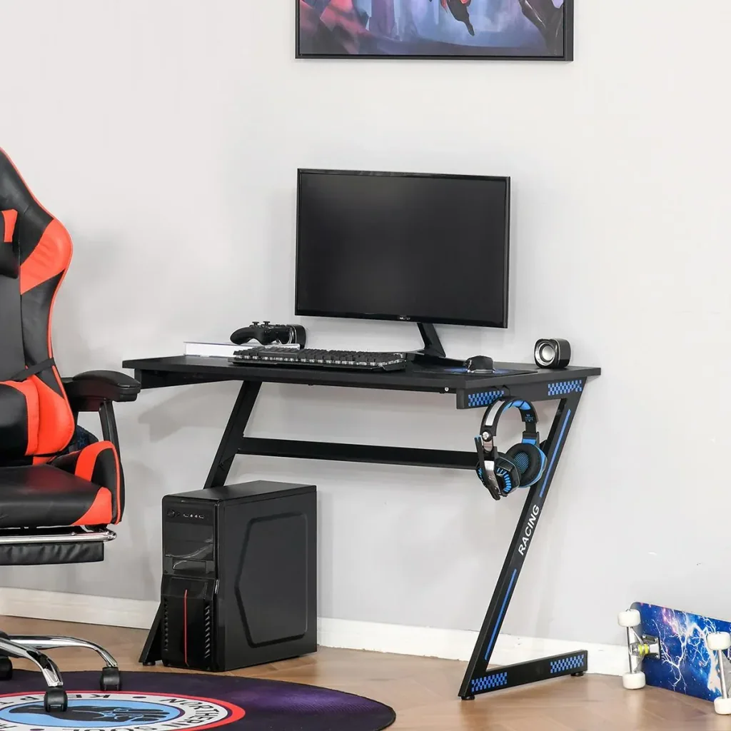 Computer desk Z-shaped design desk with headphone hook gaming table PC table computer ergonomic adjustable H