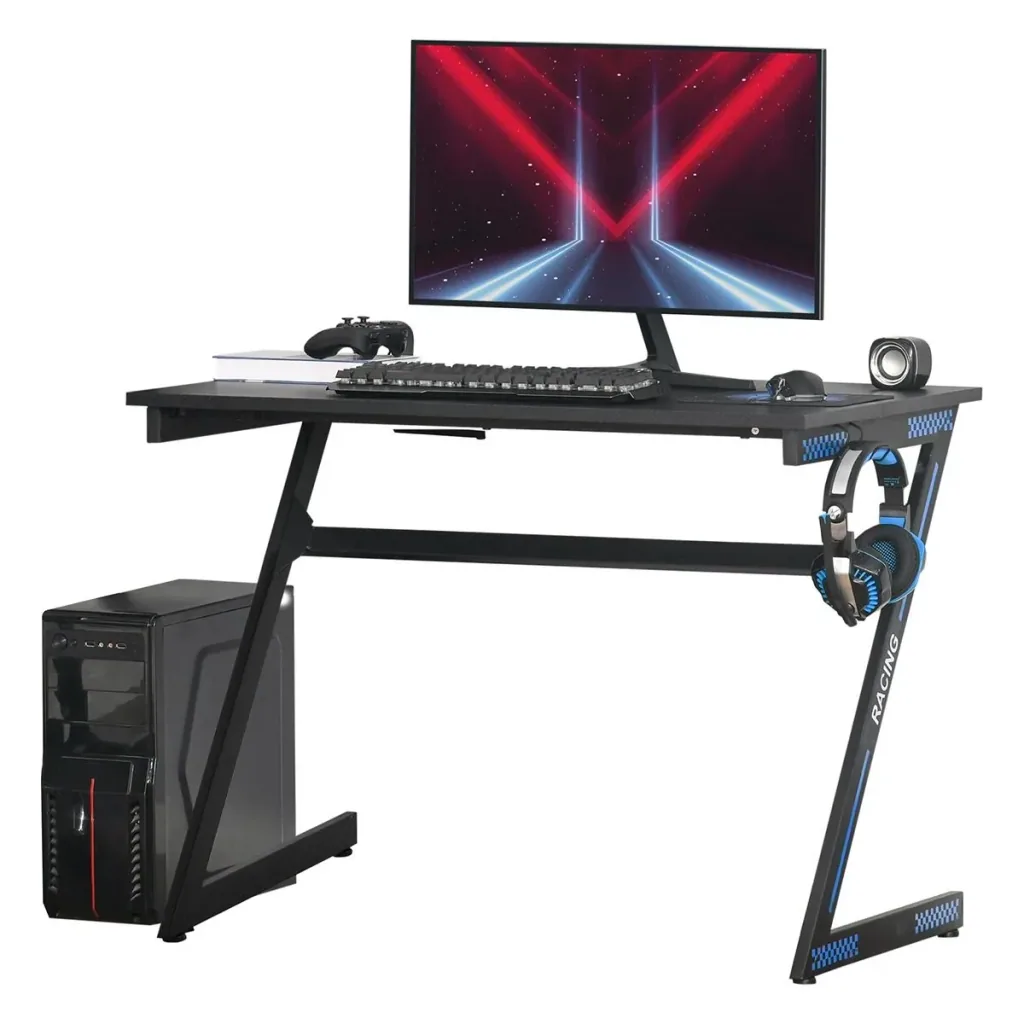 Computer desk Z-shaped design desk with headphone hook gaming table PC table computer ergonomic adjustable H