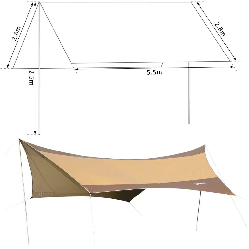 Sun sail tarp sun protection polyester golden 550 x 560cm