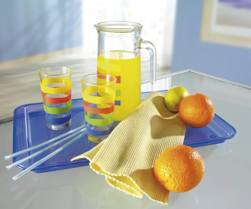 Serving tray, blue/transparent