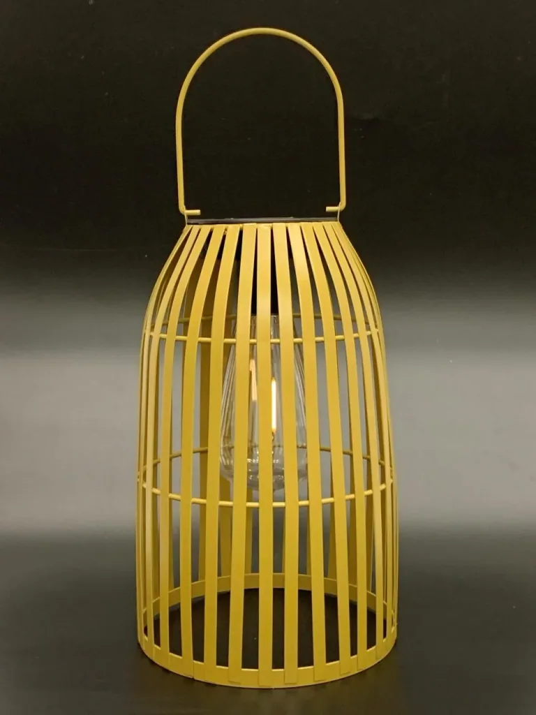 LED solar lantern made of metal with handle
