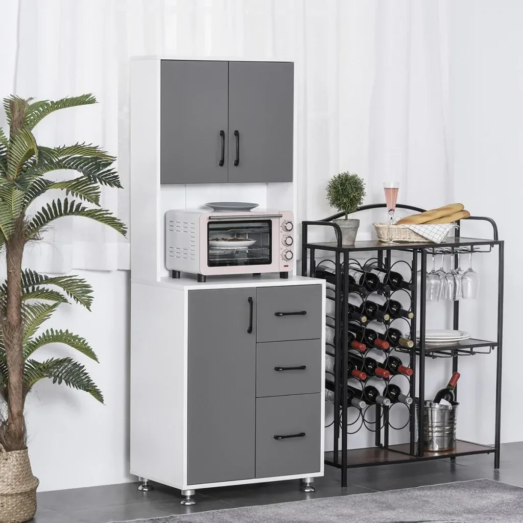 Kitchen cabinet with 2 doors shelf microwave shelf tall cabinet with lower storage cabinet and 3 drawers chest of drawers S