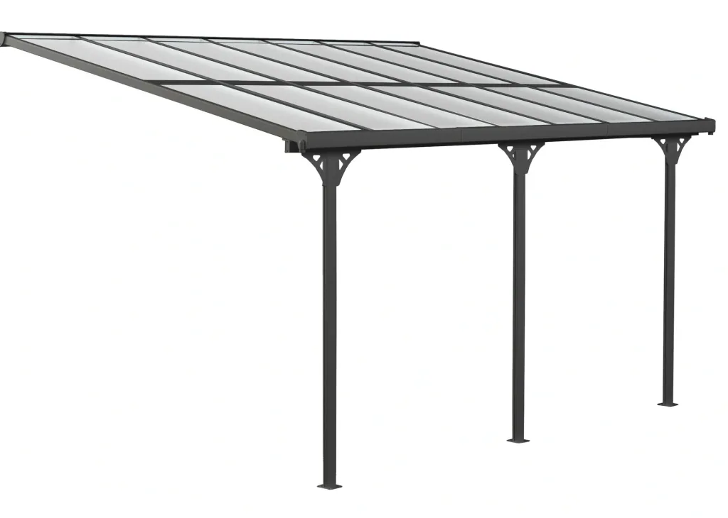 Zadaszenie tarasu Bruce 435, 435×300×270 cm, czarne – aluminium z dachem poliwęglanowym