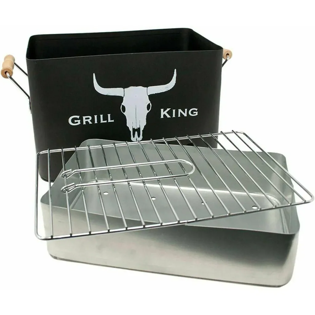 Grill King Charcoal Grill - Rectangular - Matte Black - 32x20x20 cm
